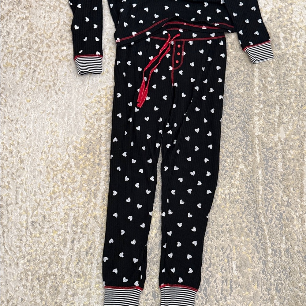 PJ Salvage Tiny Hearts Waffle Thermal Ski Jammie Set - Picture 2 of 7